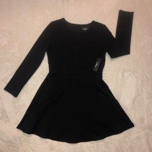 Black Fit and Flare Long Sleeve Dress
